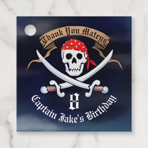 Jolly Roger Pirate Birthday Party Favor Tags