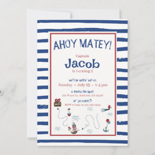 Jolly Roger Pirate Birthday Party  Invitation
