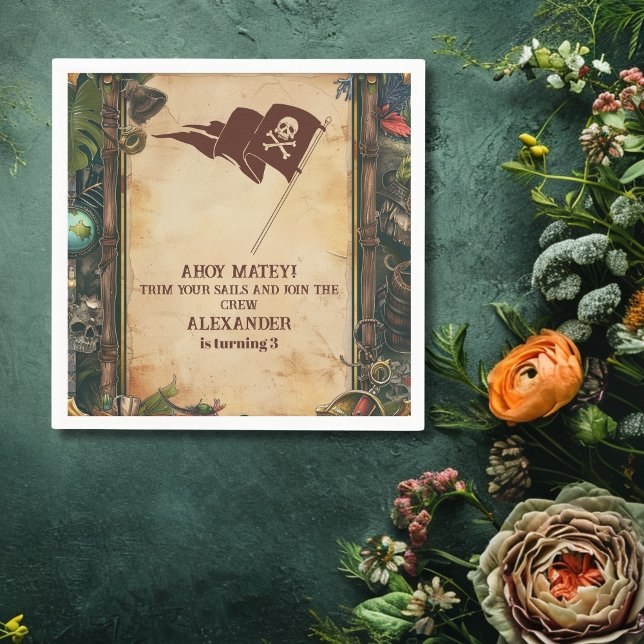 Jolly Roger Pirate Birthday Party Napkins (Creator Uploaded)