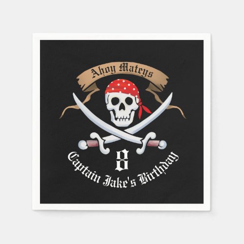 Jolly Roger Pirate Birthday Party Napkins