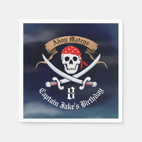Jolly Roger Pirate Birthday Party Napkins