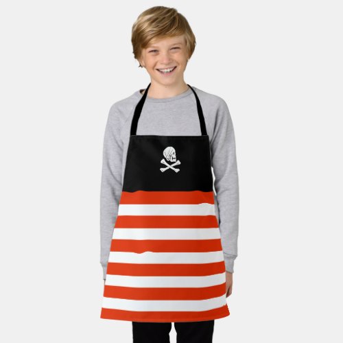 Jolly Roger Pirate Black and Red Birthday Kids  Apron