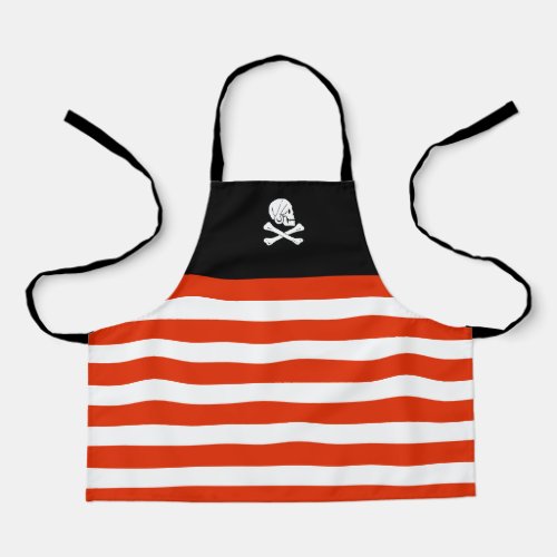 Jolly Roger Pirate Black and Red Birthday Kids  Apron