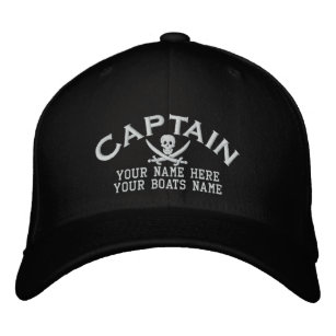 Jolly roger pirate captains fun sailing embroidered baseball cap