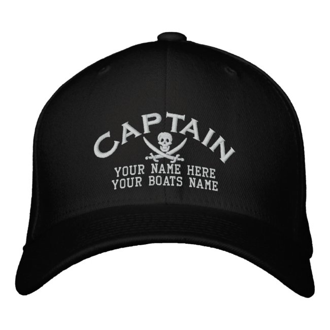 Jolly roger pirate captains fun sailing embroidered baseball cap