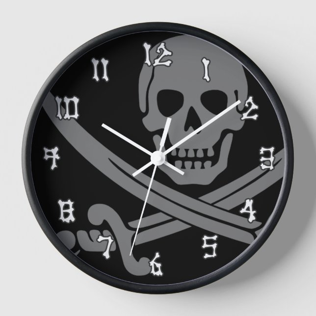 Jolly Roger Pirate Dark Clock (Front)