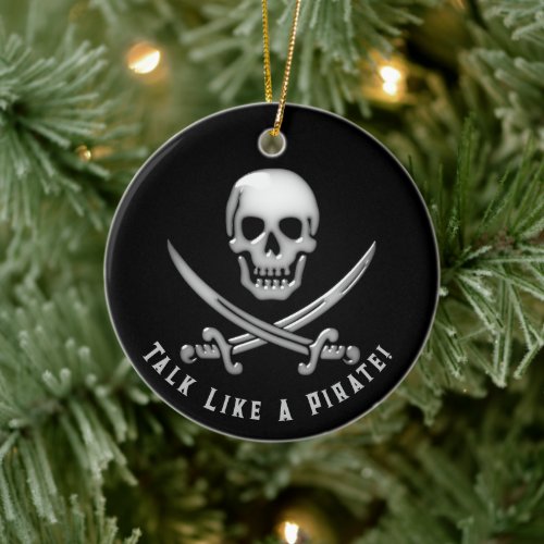 Jolly Roger Pirate Day Ceramic Ornament