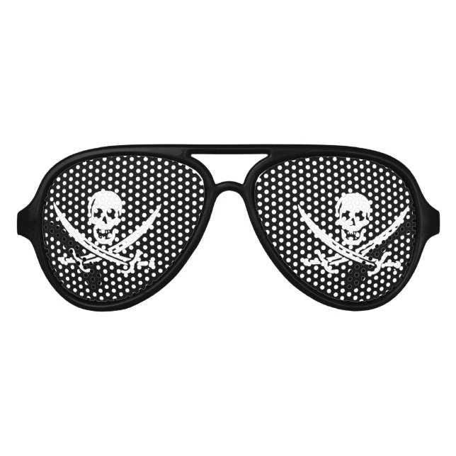Jolly roger pirate flag aviator sunglasses (Front)