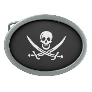 Jolly roger pirate flag belt buckle
