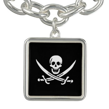 Jolly Roger Pirate Flag Bracelet by customizedgifts at Zazzle