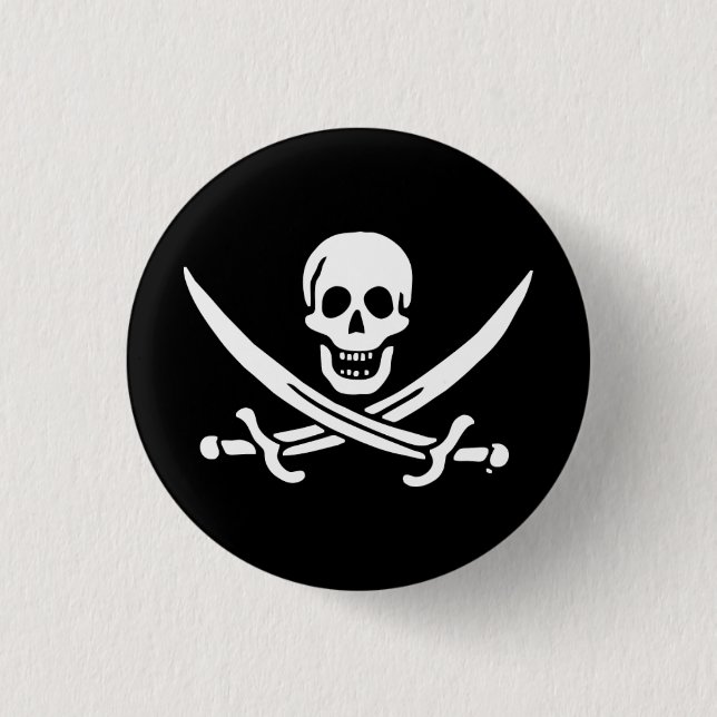 Jolly roger pirate flag button (Front)