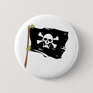 Jolly Roger Pirate Flag Button