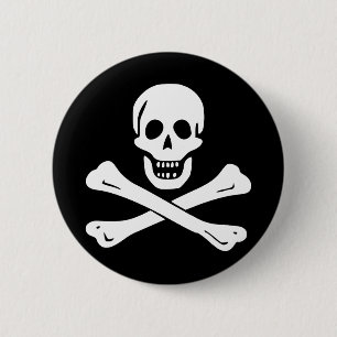 Jolly Roger Pirate Flag Button