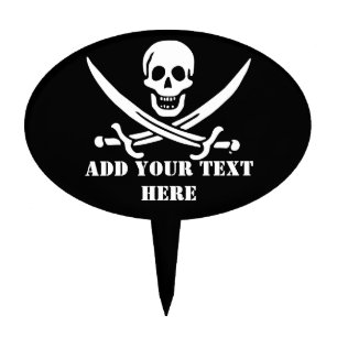 Jolly roger pirate flag cake topper