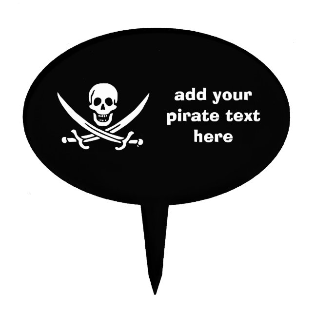 Jolly roger pirate flag cake topper (Front)