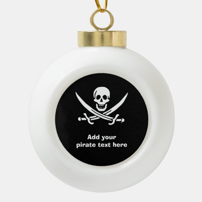 Jolly roger pirate flag ceramic ball christmas ornament (Front)