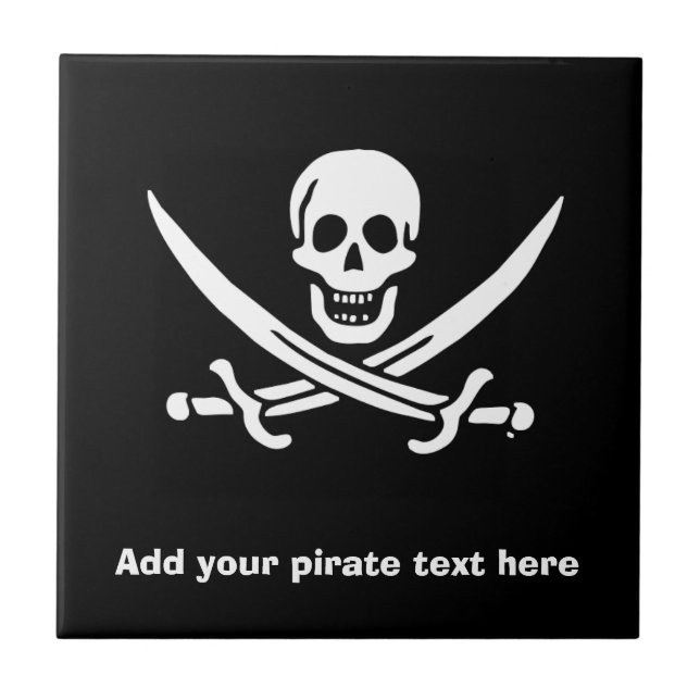 Jolly roger pirate flag ceramic tile (Front)