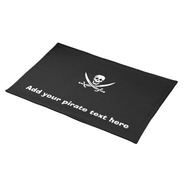 Jolly roger pirate flag cloth placemat (On Table)