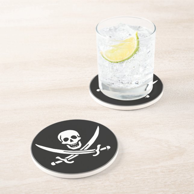 Jolly roger pirate flag coaster (Side)