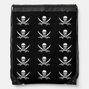 Jolly roger pirate flag drawstring bag