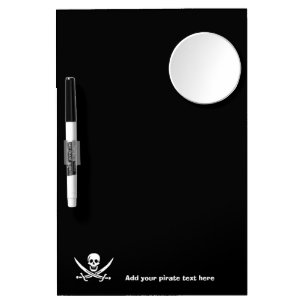 Jolly roger pirate flag dry erase board with mirror