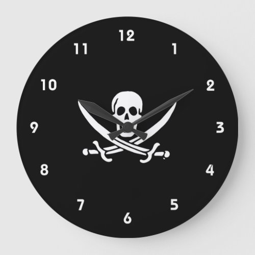 Jolly roger pirate flag large clock