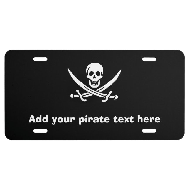 Jolly roger pirate flag license plate (Front)
