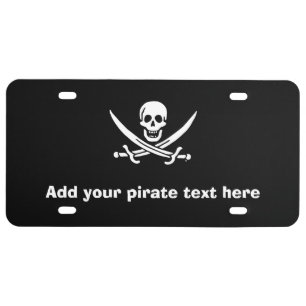 Jolly roger pirate flag license plate