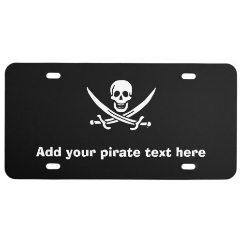 Jolly roger pirate flag license plate