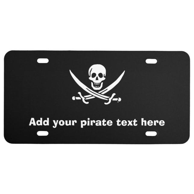 Jolly roger pirate flag license plate (Front)
