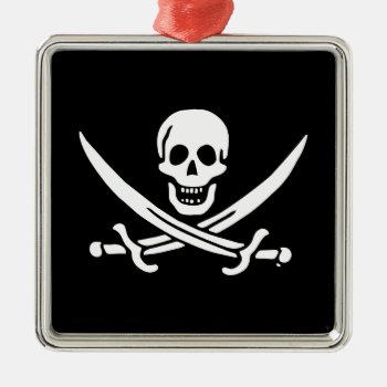 Jolly Roger Pirate Flag Metal Ornament by customizedgifts at Zazzle