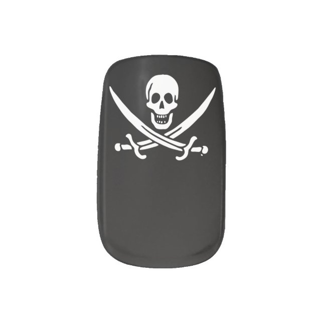 Jolly roger pirate flag minx nail wraps (Left Thumb)