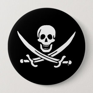 Jolly roger pirate flag pinback button