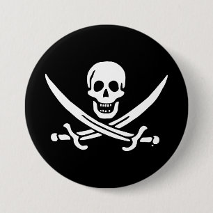 Jolly roger pirate flag pinback button