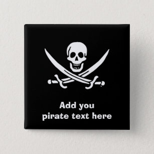 Jolly roger pirate flag pinback button