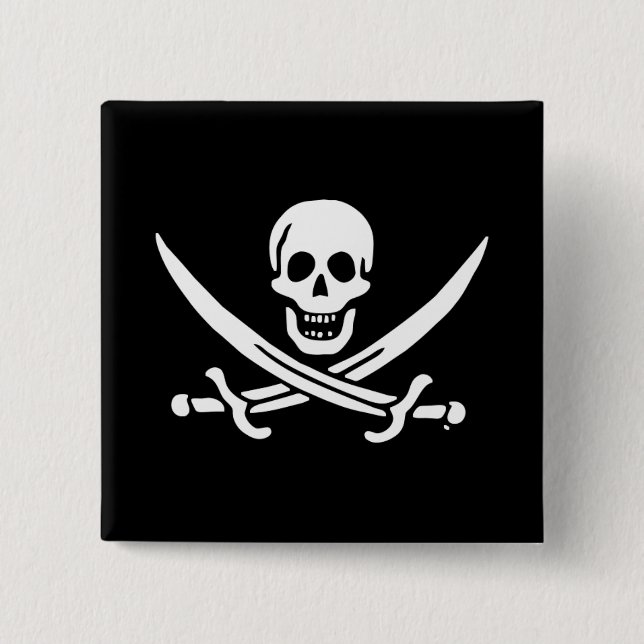 Jolly roger pirate flag pinback button (Front)