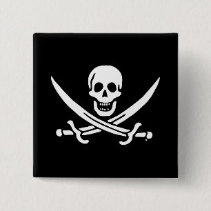 Jolly roger pirate flag pinback button