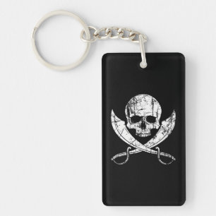 Jolly Roger Pirate Flag Skull and Cross Swords Keychain