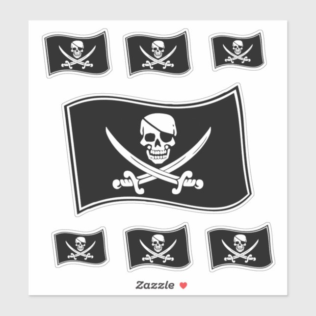 Jolly Roger Pirate Flag Skull and Crossed Swords Sticker (Sheet)