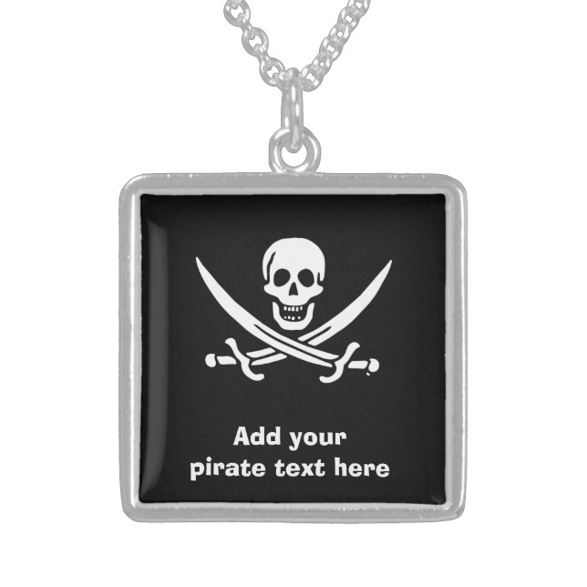 Jolly roger pirate flag sterling silver necklace (Front)