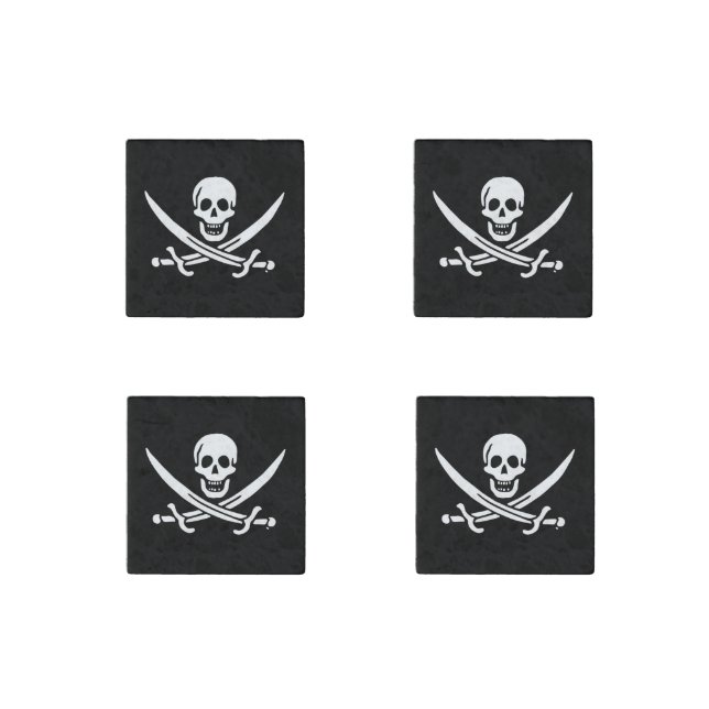 Jolly roger pirate flag stone magnet (Front)