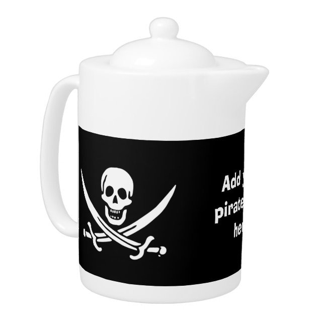 Jolly roger pirate flag teapot (Left)