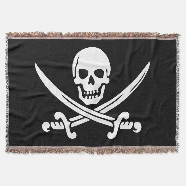 Jolly Roger Pirate Flag Throw Blanket (Front)