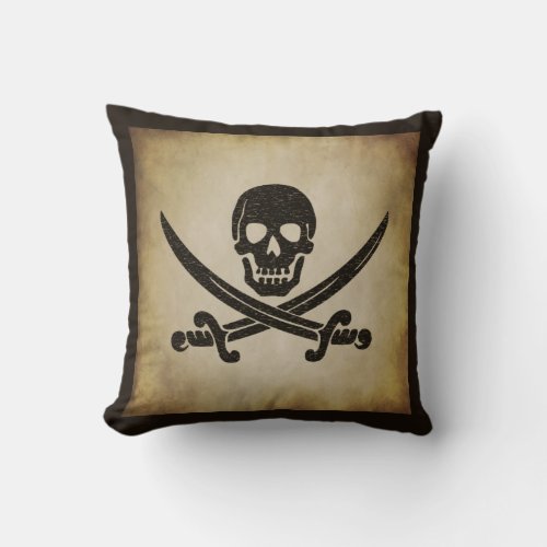 Jolly Roger Pirate Flag Throw Pillow