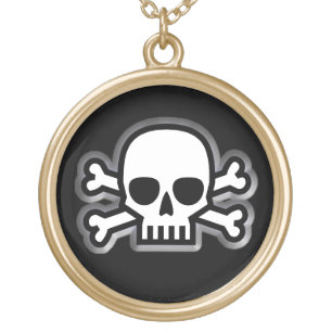 "Jolly Roger" Pirate Gold Plated Necklace