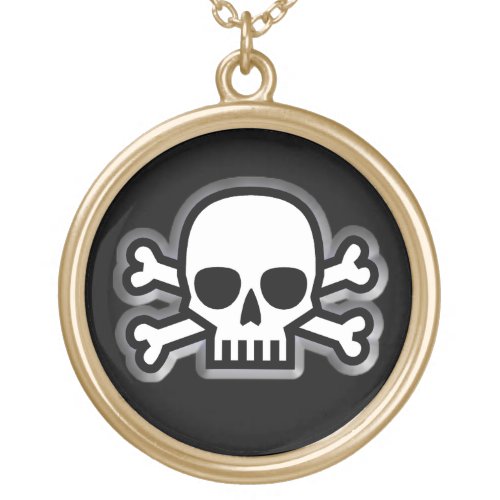 Jolly Roger Pirate Gold Plated Necklace