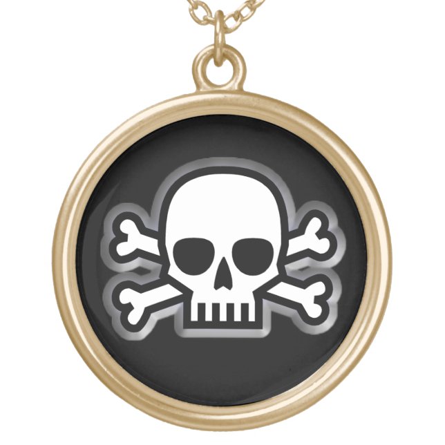 "Jolly Roger" Pirate Gold Plated Necklace (Front)