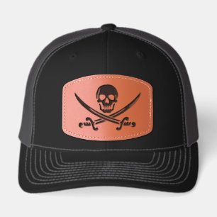 Jolly Roger Pirate Leather Patch Hat