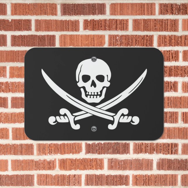 Jolly Roger Pirate Metal Sign (In Situ(Brick))