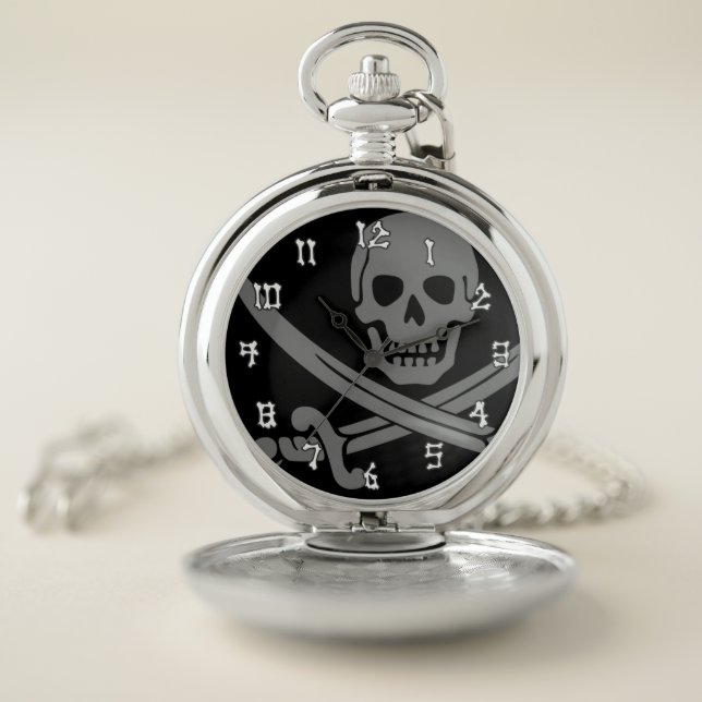 Jolly Roger Pirate Pocket Watch (Inside)